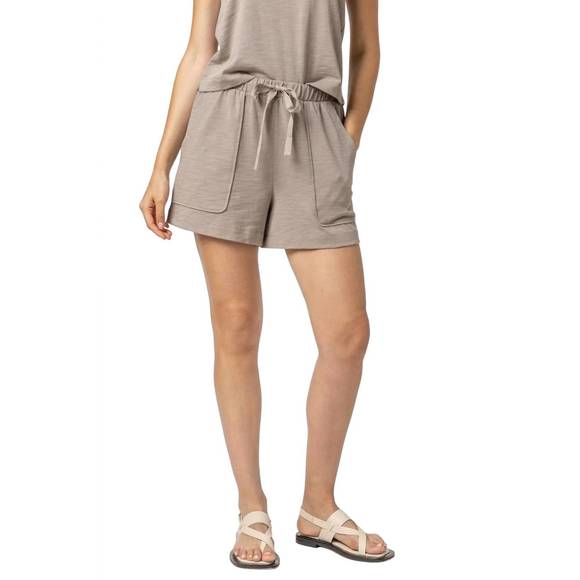 NEW LILLA P elastic waist drawstring shorts in driftwood - Picture 1 of 3
